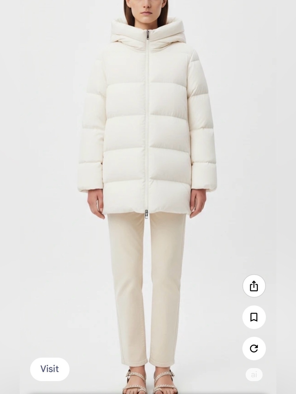 White Hooded Quilted Puffer Coat